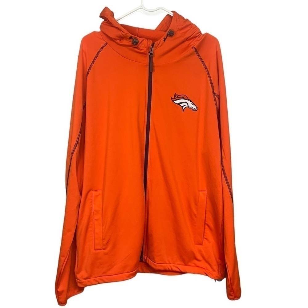 NFL Denver Broncos Orange Zip Up Hoodie Jacket Large